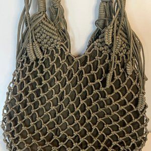 Monserat De Lucca Grey Macrame Boho Handbag Purse